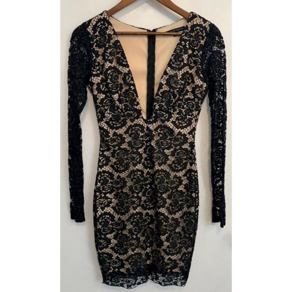 Symphony Black Lace Dress with Tan Lining size S